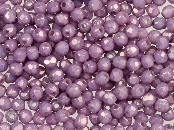 Czech Fire-Polish Bead 2mm Opaque Lilac Luster (50pc Strand) by Starman